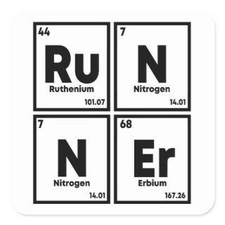 Runner Periodic Table Marathon Runners Science Square Sticker