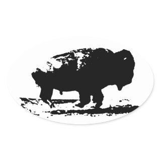 Running Buffalo Bison Pop Art Oval Sticker