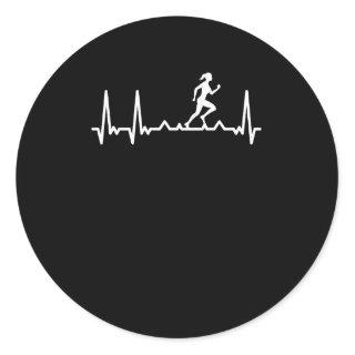 Running Heartbeat Runner Heartbeat Sport Pulse Classic Round Sticker
