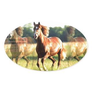 Running Horse Oval Sticker