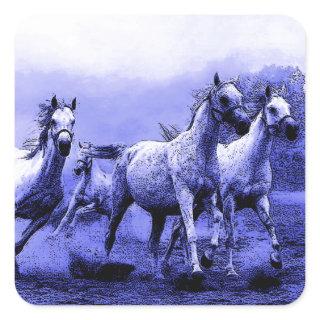 Running Horses & Blue Moonlight Square Sticker