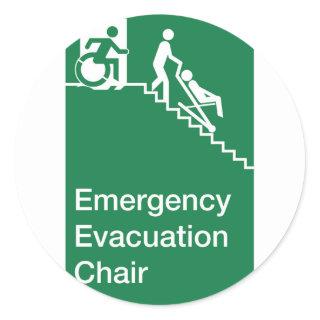Running Man Wheelchair Evacuation Chair Sign Classic Round Sticker
