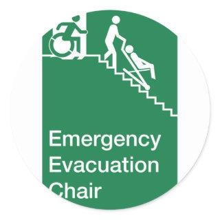 Running Man Wheelchair Evacuation Chair Sign Classic Round Sticker