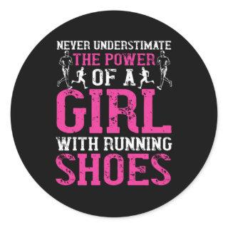 Running - Never underestimate champion Classic Round Sticker