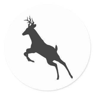 Running Reindeer Silhouette Classic Round Sticker