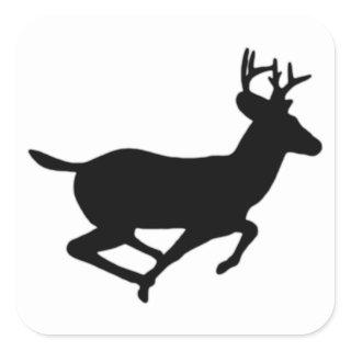 Running White Tail Deer Logo Square Sticker