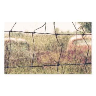 Rural Junkyard, Vechicles Rusting Away in a Field Rectangular Sticker