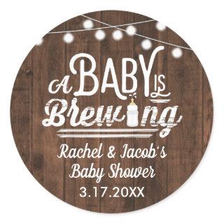 Rustic A Baby is Brewing Baby Shower Favor Label