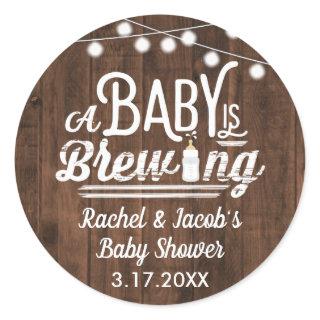 Rustic A Baby is Brewing Baby Shower Favor Label