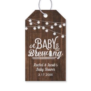 Rustic A Baby is Brewing Baby Shower Gift Tags