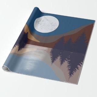 Rustic Abstract Landscape Forest Moon Reflection