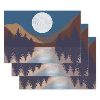Rustic Abstract Landscape Forest Moon Reflection   Sheets
