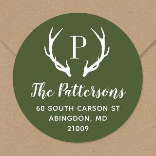 Rustic Antler Monogram Return Address Label