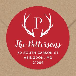 Rustic Antler Monogram Return Address Label