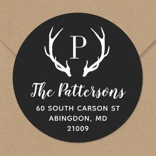 Rustic Antler Monogram Return Address Label