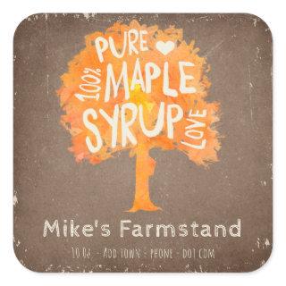 Rustic Autumn Maple Syrup Bottle Template Label