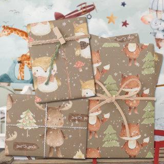 Rustic Baby's First Christmas Fox Owl & Moose  Sheets