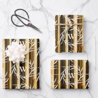 Rustic Bamboo Monogram Vertical Lines Pattern  Sheets