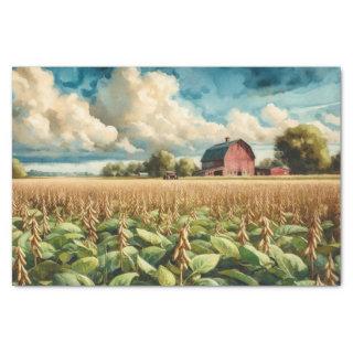 Rustic Barn and Soybean Farm Watercolor Decoupage Tissue Paper