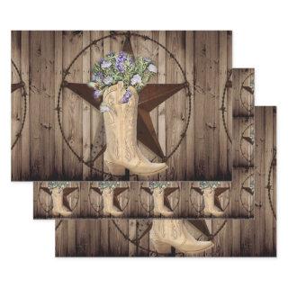 rustic barn wood wildflower western star cowgirl  sheets