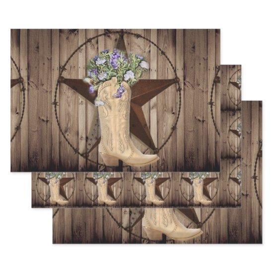 rustic barn wood wildflower western star cowgirl  sheets