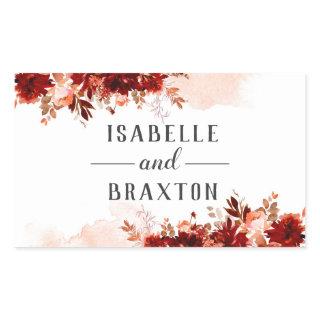 Rustic Beauty Floral Border Fall Monogram Wedding Rectangular Sticker