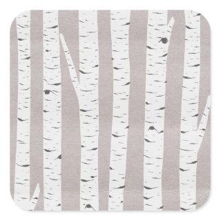 Rustic Birch Wood Trees & Branches Natural Modern Square Sticker