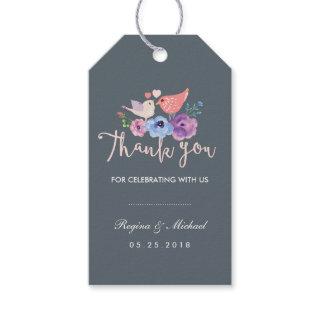 Rustic Bird Floral Wedding Thank You Gift Tag