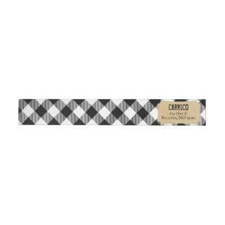 Rustic Black And White Buffalo Plaid Wrap Around Label