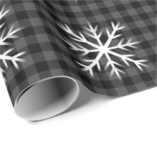 Rustic black, grey Tartan plaid - snow flake