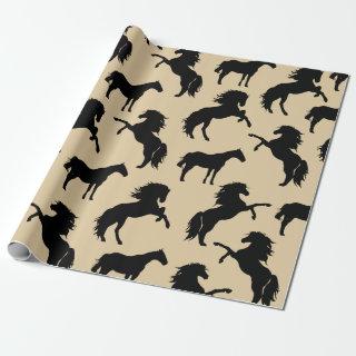 Rustic Black Horse Silhouettes & Taupe