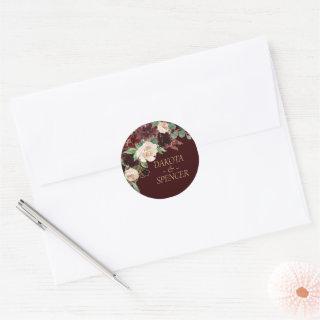 Rustic Bloom | Terracotta and Marsala Red Custom Classic Round Sticker