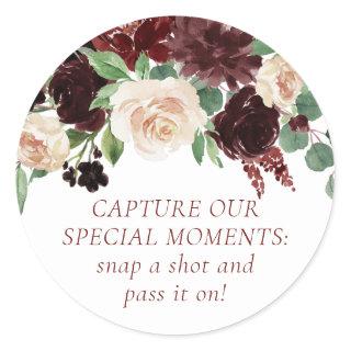 Rustic Blooms | Terracotta and Marsala Red Camera Classic Round Sticker