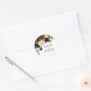 Rustic Blooms | Terracotta and Marsala Red Custom Classic Round Sticker