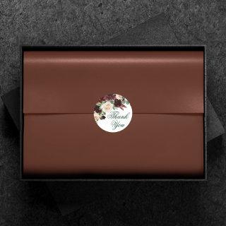 Rustic Blooms | Terracotta and Marsala Thank You Classic Round Sticker