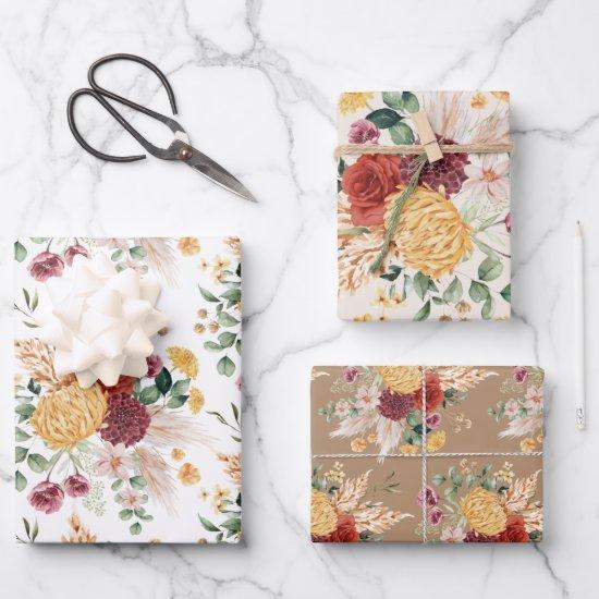 Rustic Bohemian Flowers Pampas Grass Greenery  Sheets