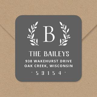 Rustic Branch Family Monogram Return Address Label