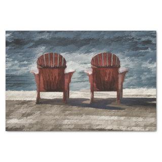 Rustic Brown Adirondack Beach Chairs Art Tissue Paper