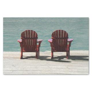 Rustic Brown Adirondack Beach Chairs Teal Texture Tissue Paper