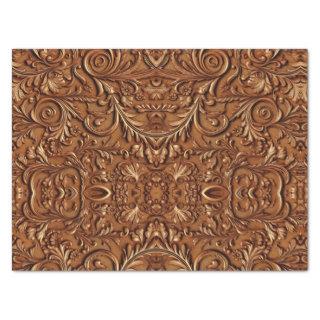 Rustic brown leather tooled  tissue paper