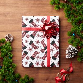 Rustic Buffalo Plaid Stocking Snowflakes Christmas