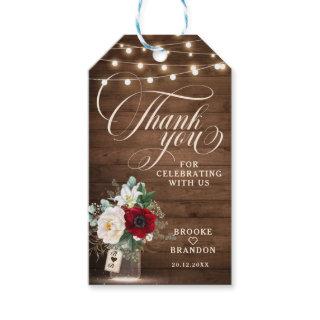 Rustic Burgundy Floral Mason Jar Wedding Gift Tags