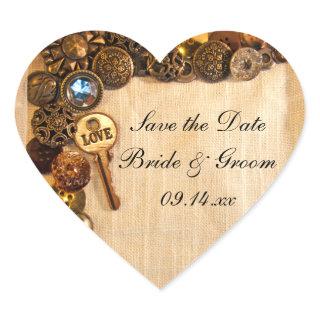 Rustic Buttons Wedding Save the Date Sticker