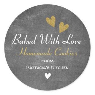 Rustic Chalkboard Baked With Love Homemade Cookies Classic Round Sticker