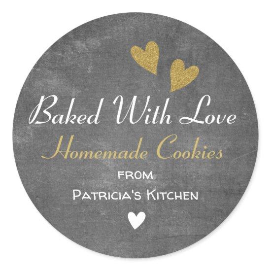 Rustic Chalkboard Baked With Love Homemade Cookies Classic Round Sticker