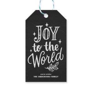 Rustic Chalkboard Joy To The World Christmas Carol Gift Tags