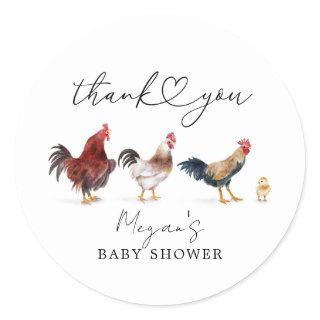 Rustic Chicken Baby Shower Favor Classic Round Sticker