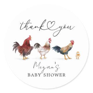 Rustic Chicken Baby Shower Favor Classic Round Sticker