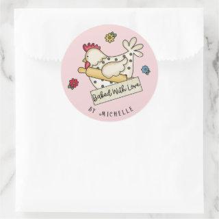 Rustic Chicken Flower Baked With Love Classic Round Sticker