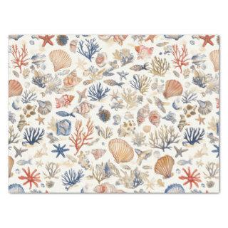Rustic Coastal - Seashells, Starfish, Reef (12) Tissue Paper
